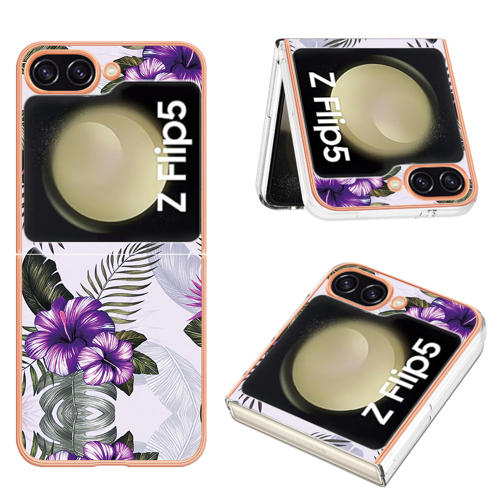 YB IMD Series-1 For Samsung Galaxy Z Flip5 5G TPU Phone Case IMD Marble Floral Pattern Electroplating Cover YB IMD Series-1 For Samsung Galaxy Z Flip5 5G TPU Phone Case IMD Marble Floral Pattern Electroplating Cover